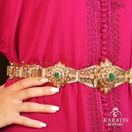 Traditional Gold Mdama Belt with Rosette Design